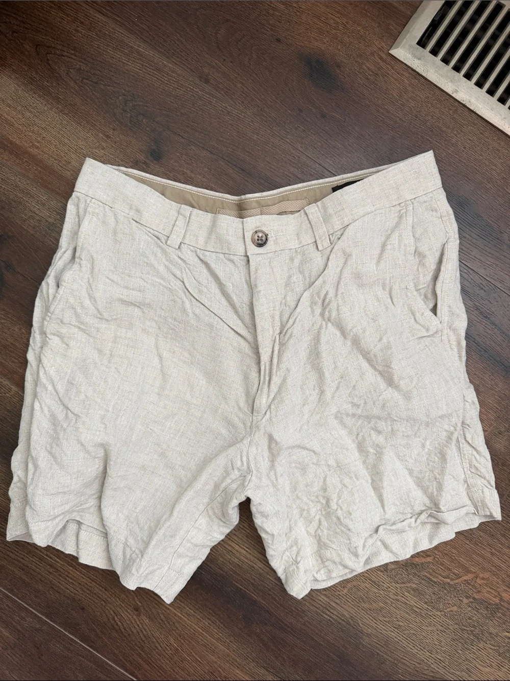 Banana Republic Light Beige Flat-Front Linen Shorts